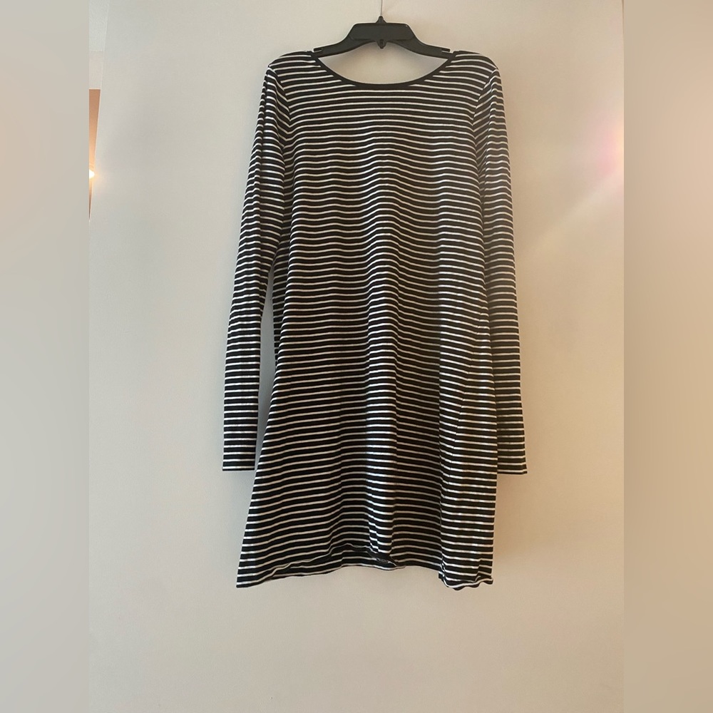 Express Striped Low Back Long Sleeved T-Shirt Mini Dress